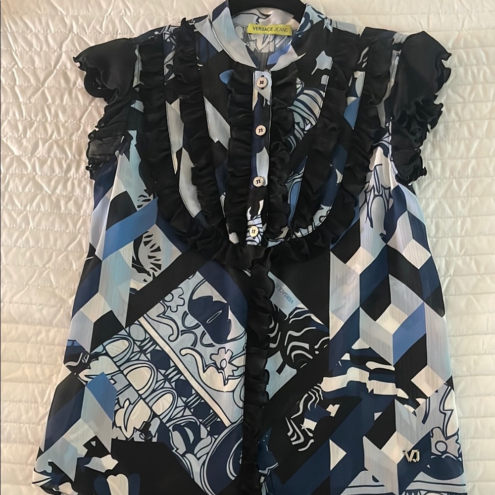 Versace Jeans Blue Patterned Blouse